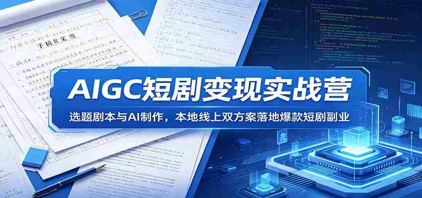 AIGC短剧变现实战营：选题剧本与AI制作，本地线上双方案落地爆款短剧副业