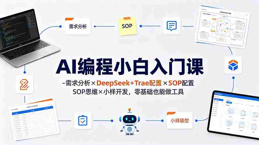 AI编程小白入门课-需求分析×DeepSeek+Trae配置×SOP思维×小样开发，零基础也能做工具