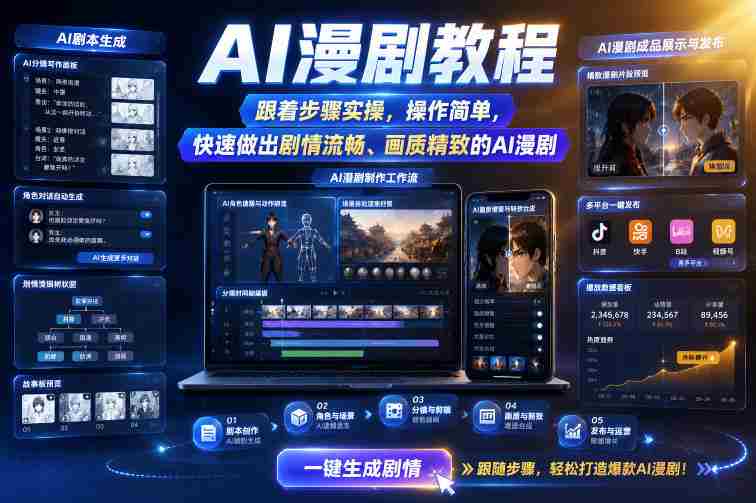 AI漫剧教程，跟着步骤实操，操作简单，快速做出剧情流畅、画质精致的AI漫剧