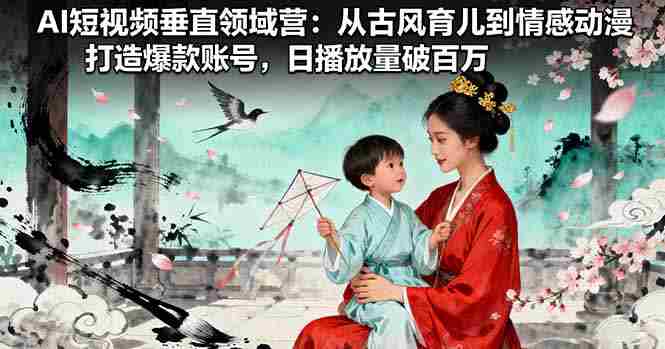 AI短视频垂直领域营：从古风育儿到情感动漫，打造爆款账号,日播放量破百万