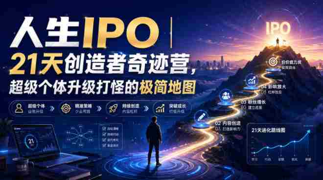 人生IPO︱21天创造者奇迹营，​超级个体升级打怪的极简地图
