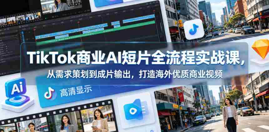 TikTok商业AI短片全流程实战课，从需求策划到成片输出，打造海外优质商业视频