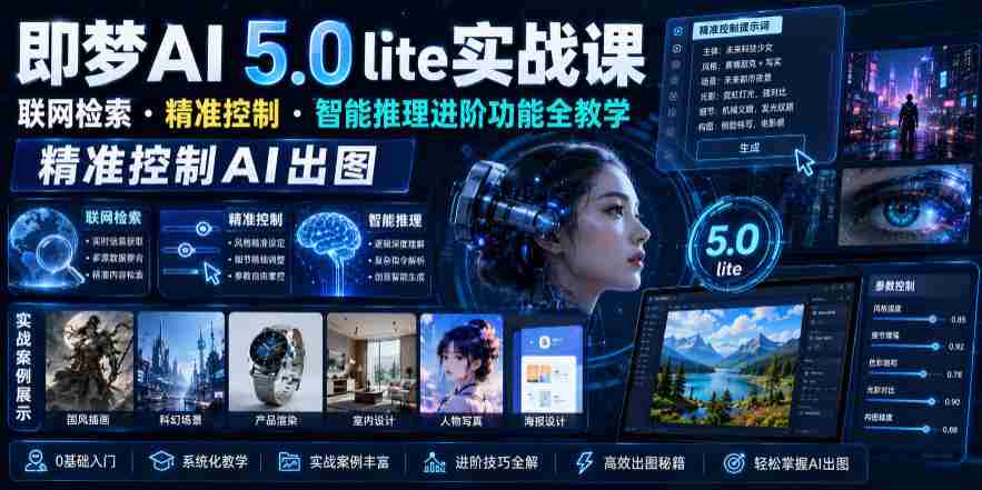 即梦AI 5.0 lite实战课，联网检索・精准控制・智能推理进阶功能全教学，精准控制AI出图