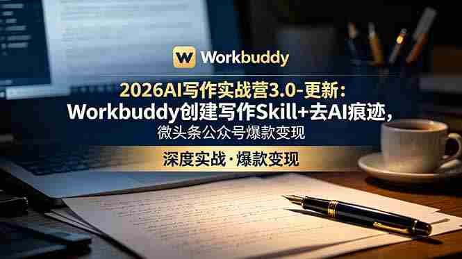 2026AI写作实战营3.0-更新：Workbuddy创建写作Skill+去AI痕迹，微头条公众号爆款变现