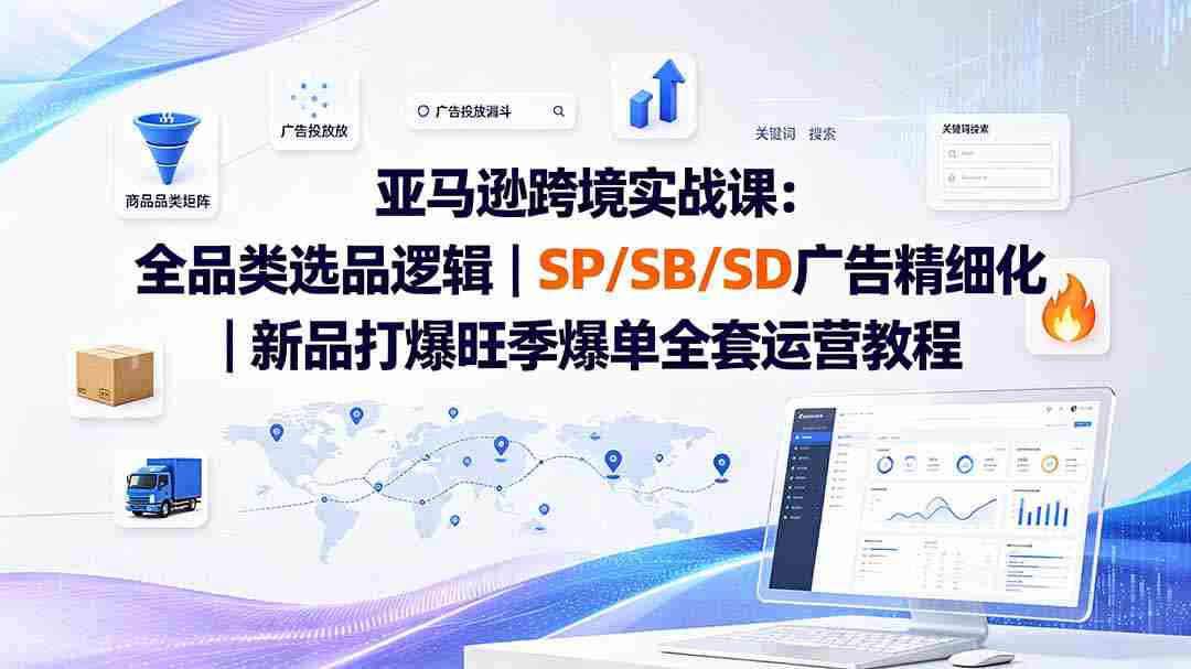 亚马逊跨境实战课-更新：全品类选品逻辑｜SP/SB/SD广告精细化｜新品打爆旺季爆单全套运营教程