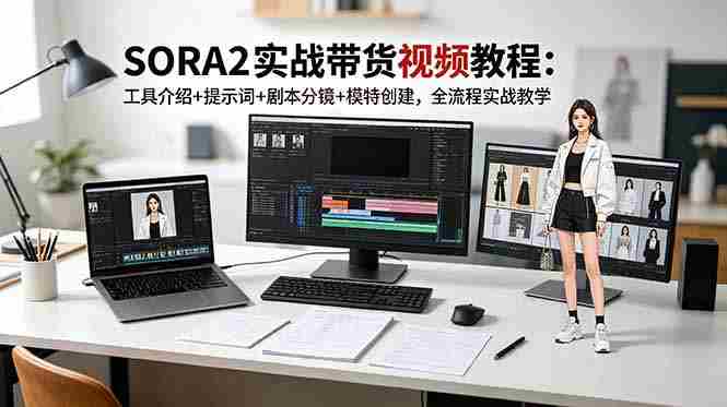 SORA2实战带货视频教程：工具介绍+提示词+剧本分镜+模特创建，全流程实战教学