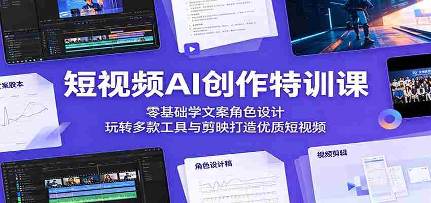短视频AI创作特训课：零基础学文案角色设计，玩转多款工具与剪映打造优质短视频