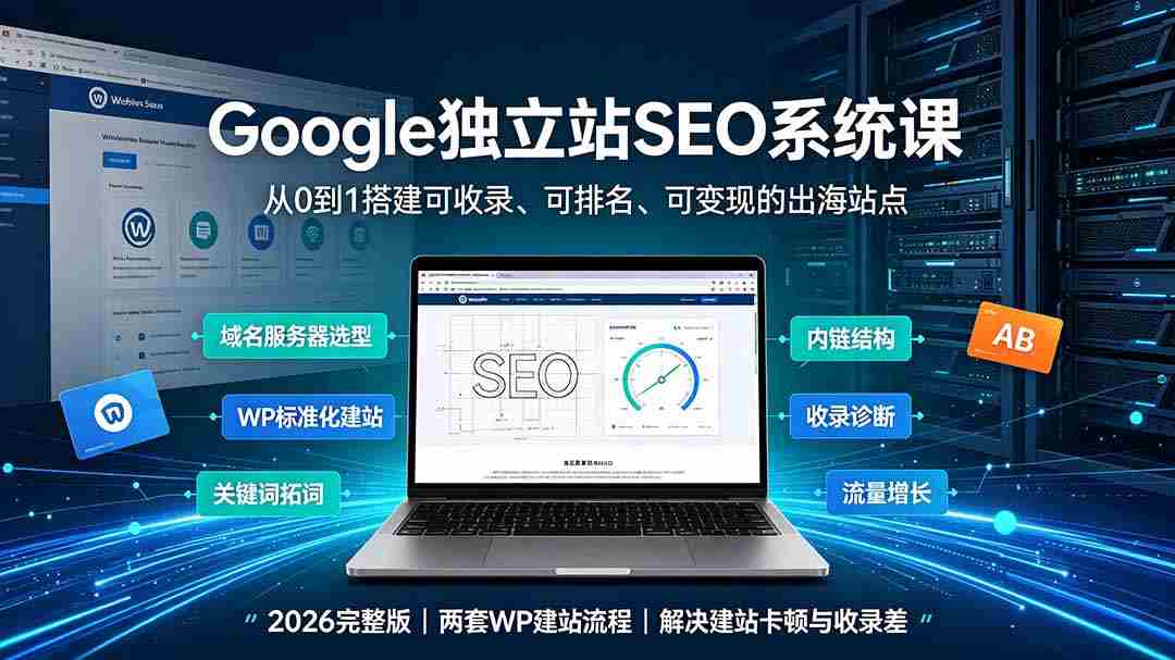 Google独立站SEO-7月系统课：出海基建×WordPress建站×AI内容生产×站内外优化×Search Console×AdSense变现