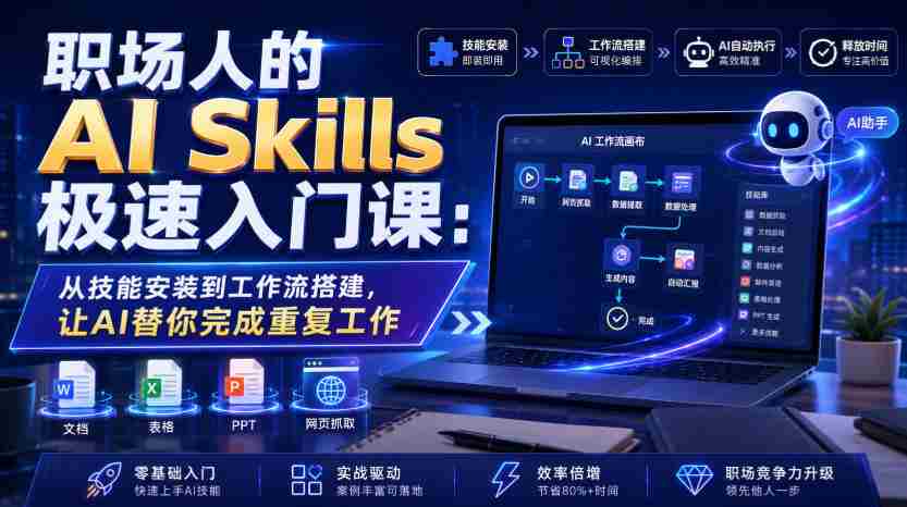 职场人的AI Skills极速入门课：从技能安装到工作流搭建，让AI替你完成重复工作