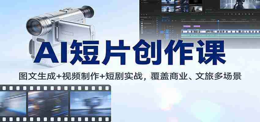 AI短片创作课：图文生成+ 视频制作+短剧实战，覆盖商业、 文旅多场景