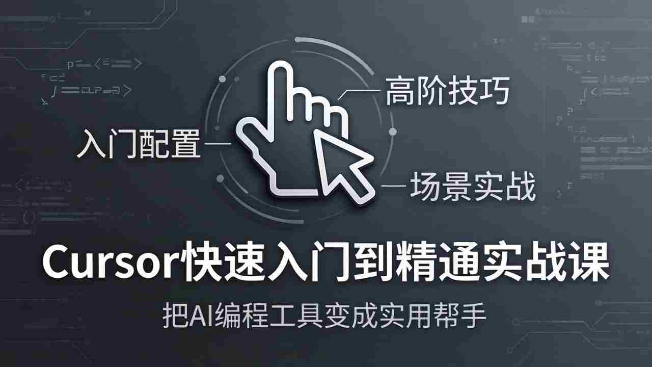 Cursor快速入门到精通实战课：入门配置+高阶技巧+场景实战，把AI编程工具变成实用帮手