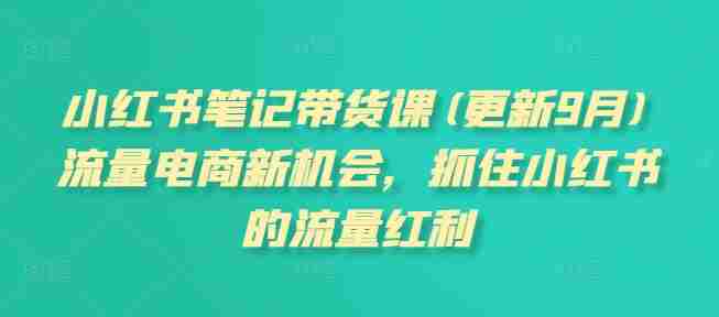 小红书笔记带货课(更新25年9月)流量电商新机会，抓住小红书的流量红利
