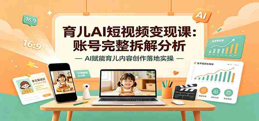 育儿AI短视频变现课：账号完整拆解分析，AI赋能育儿内容创作落地实操