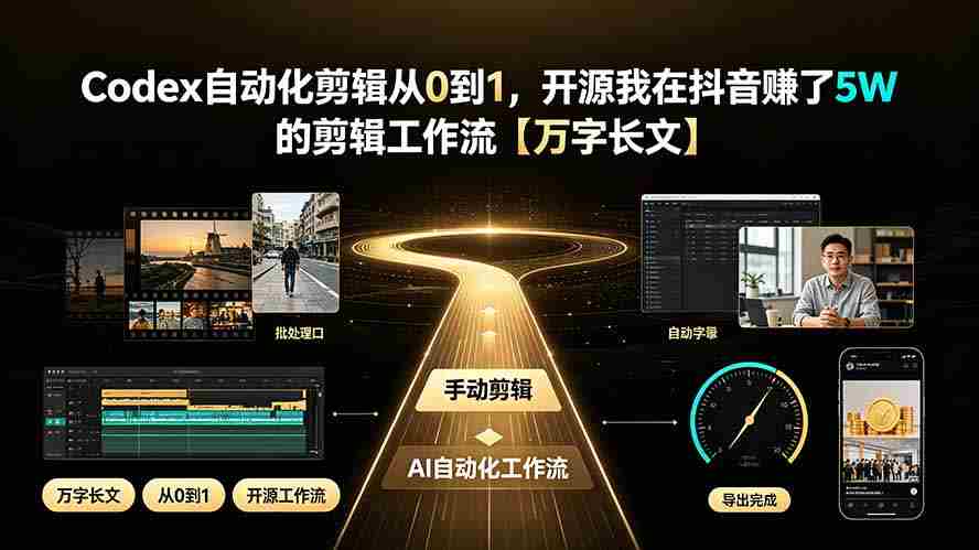 Codex自动化剪辑从0到1，开源我在抖音赚了5W 的剪辑工作流【万字长文】