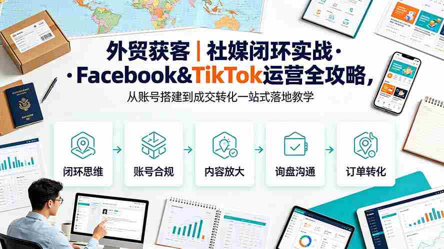 外贸获客｜社媒闭环实战·Facebook&TikTok运营全攻略，从账号搭建到成交转化一站式落地教学