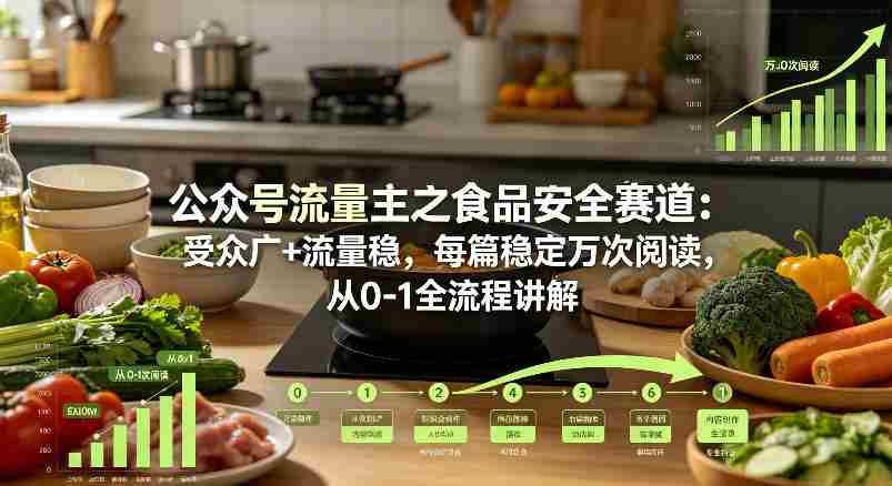 公众号流量主之食品安全赛道，受众广+流量稳，每篇作品稳定万次阅读，从0-1全流程讲解