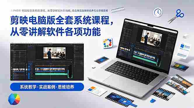 剪映电脑版全套系统课程，从零讲解软件各项功能，结合海量实战案例培养专业剪辑思维