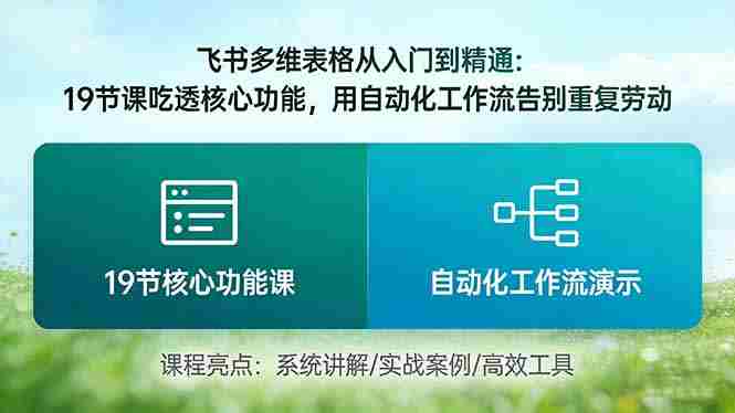 飞书多维表格从入门到精通：19节课吃透核心功能，用自动化工作流告别重复劳动