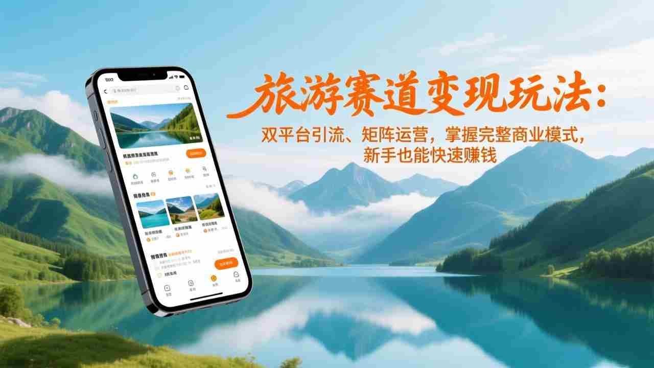 旅游赛道变现玩法：双平台引流、矩阵运营，掌握完整商业模式，新手也能快速赚钱
