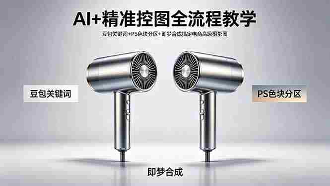 AI+精准控图全流程教学 豆包关键词+PS色块分区+即梦合成搞定电商高级摄影图