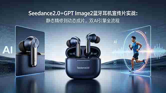 Seedance2.0+GPT Image2蓝牙耳机宣传片实战：静态精修到动态成片，双AI引擎全流程