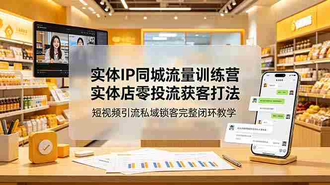 实体IP同城流量训练营：实体店零投流获客打法，短视频引流私域锁客完整闭环教学