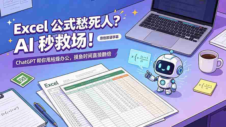 Excel 公式愁死人？AI 秒救场！ChatGPT 帮你甩枯燥办公，摸鱼时间直接翻倍【原创双语字幕】