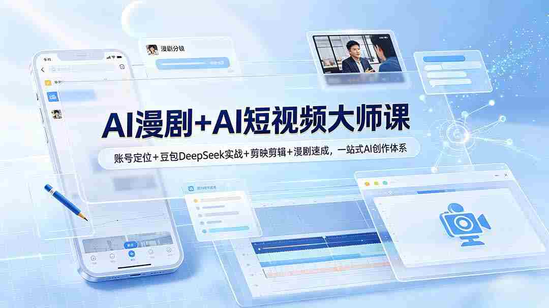 AI漫剧+AI短视频大师课：账号定位+豆包DeepSeek实战+剪映剪辑+漫剧速成，一站式AI创作体系