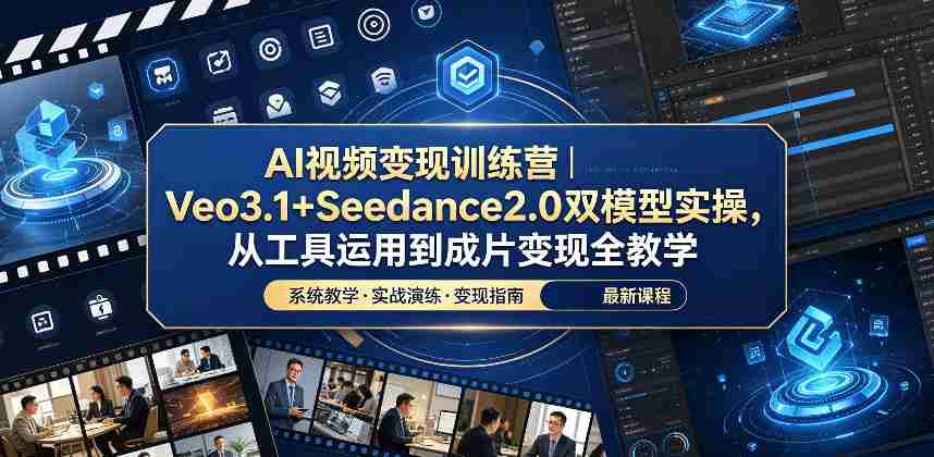 AI视频变现训练营｜Veo3.1+Seedance2.0双模型实操，从工具运用到成片变现全教学