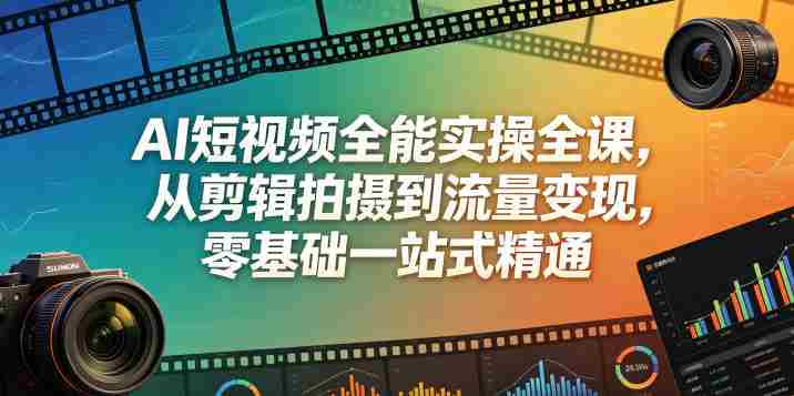 AI短视频全能实操全课，从剪辑拍摄到流量变现，零基础一站式精通