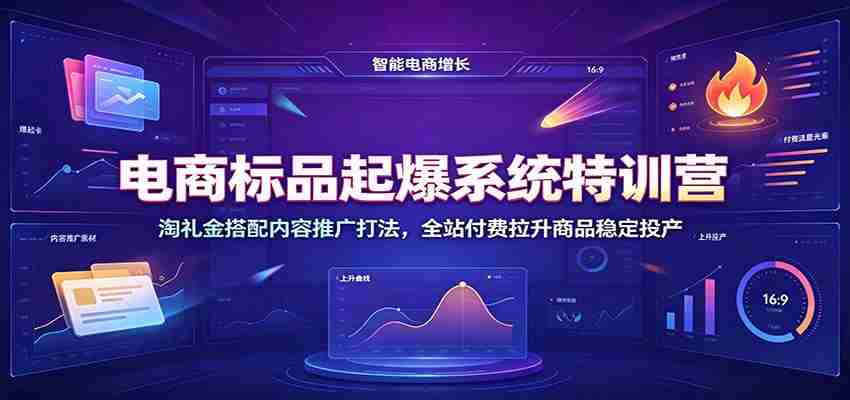电商标品起爆系统特训营：淘礼金搭配内容推广打法，全站付费拉升商品稳定投产