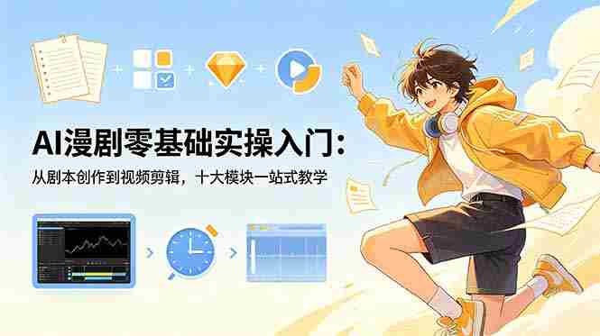 AI漫剧零基础实操入门：从剧本创作到视频剪辑，十大模块一站式教学