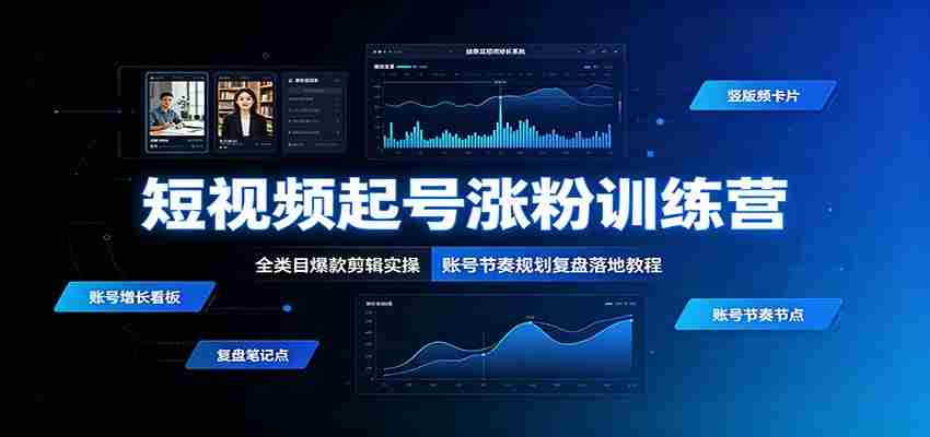 短视频起号涨粉训练营：全类目爆款剪辑实操，账号节奏规划复盘落地教程
