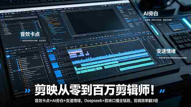 剪映从零到百万剪辑师！音效卡点+AI旁白+变速情绪，Deepseek+剪映口播全链路，剪辑效率翻3倍