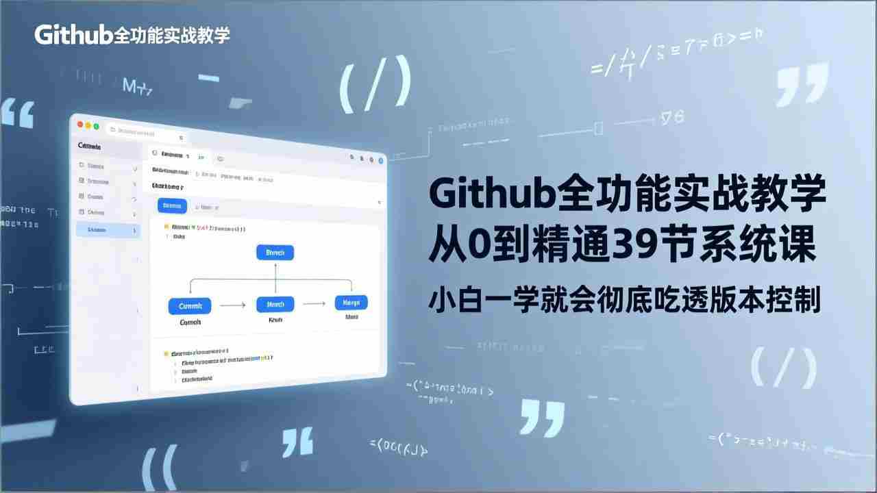 GitHub-全功能实战教学，从0到精通39节系统课，小白一学就会彻底吃透版本控制