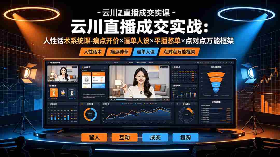 云川直播成交实战：人性话术系统课-痛点种草×塑品开价×逼单人设×平播憋单×点对点万能框架