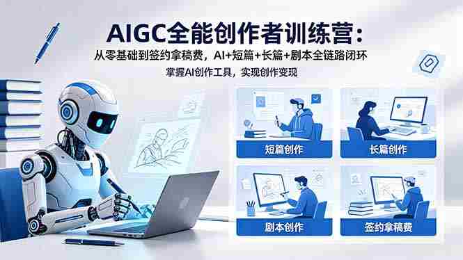 AIGC全能创作者训练营：从零基础到签约拿稿费，AI+短篇+长篇+剧本全链路闭环