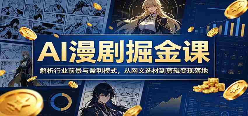 AI漫剧掘金课：解析行业前景与盈利模式，从网文选材到剪辑变现落地