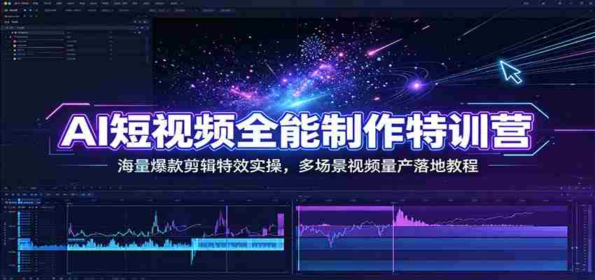 AI短视频全能制作特训营：海量爆款剪辑特效实操，多场景视频量产落地教程