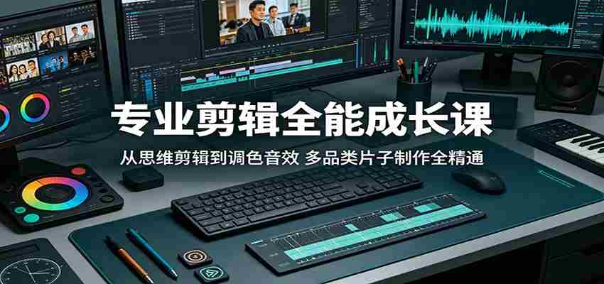 专业剪辑全能成长课：从思维剪辑到调色音效，多品类片子制作全精通