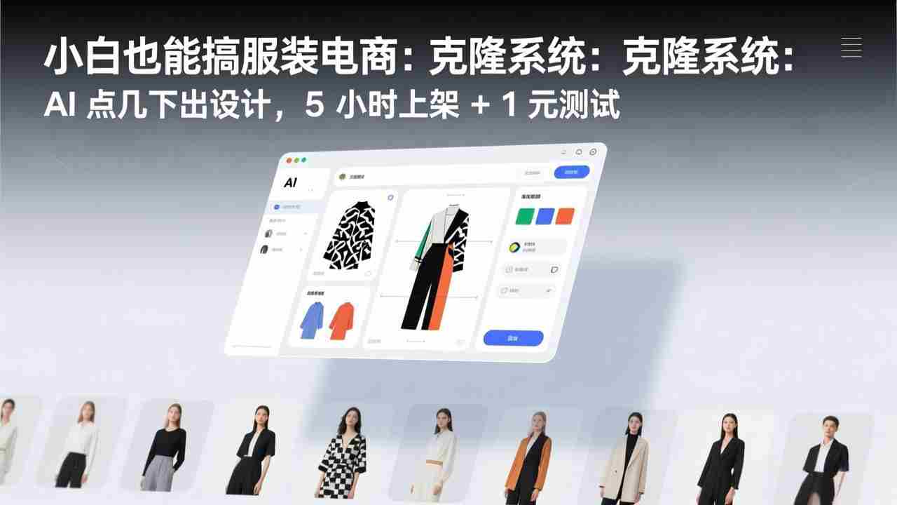 小白也能搞服装电商：克隆系统：AI 点几下出设计，5 小时上架 + 1 元测试