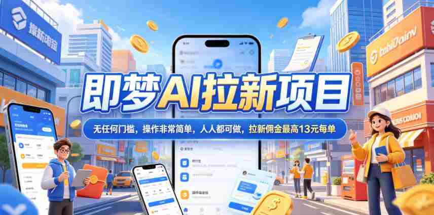 2026年即梦AI拉新项目最新玩法，无任何门槛，操作非常简单，人人都可做，拉新佣金最高13米每单（更新07月25日）