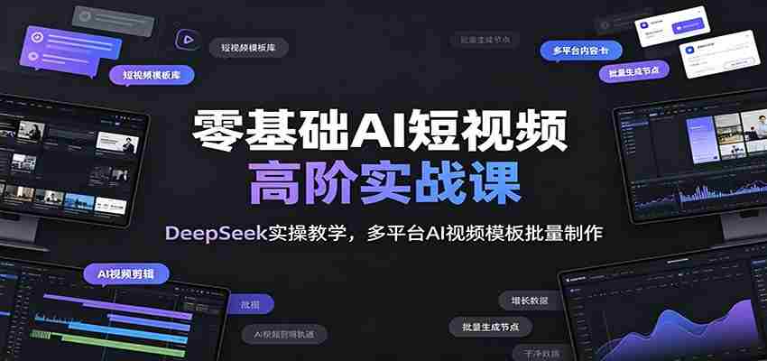零基础AI短视频高阶实战课：DeepSeek实操教学，多平台AI视频模板批量制作