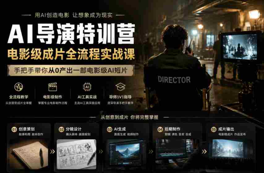 AI导演特训营，电影级成片全流程实战课，手把手带你从0产出一部电影级AI短片