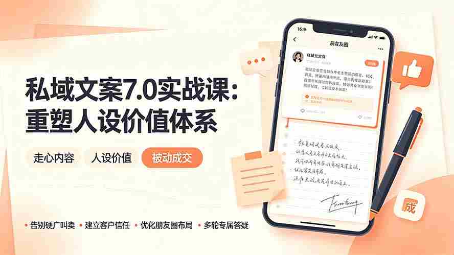 私域文案实战课7.0：重塑人设价值体系｜-告别硬广推销×走心内容×自我价值塑造，实现被动成交