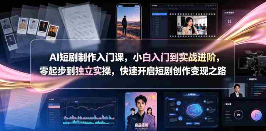 AI短剧制作入门课，小白入门到实战进阶，零起步到独立实操，快速开启短剧创作变现之路