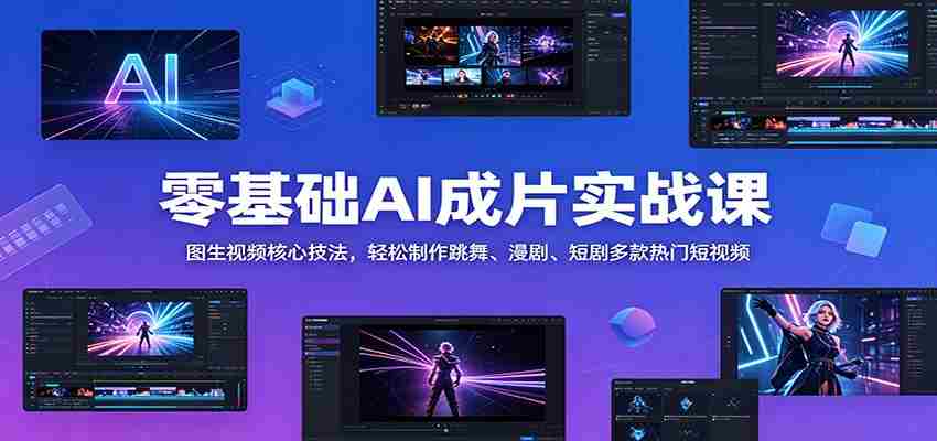 零基础AI成片实战课：图生视频核心技法，轻松制作跳舞、漫剧、短剧多款热门短视频
