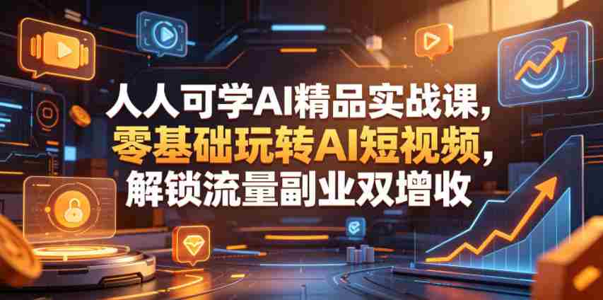 人人可学AI精品实战课，零基础玩转AI短视频，解锁流量副业双增收