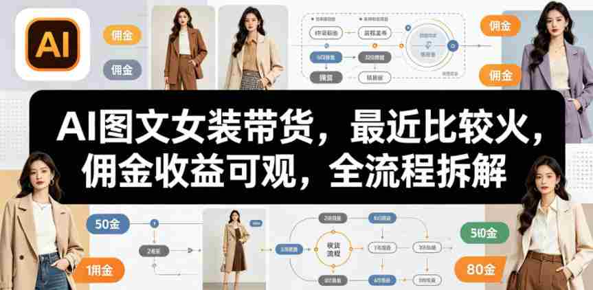 AI图文女装带货，最近比较火，佣金收益可观，全流程拆解