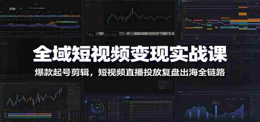 全域短视频变现实战课：爆款起号剪辑，短视频直播投放复盘出海全链路